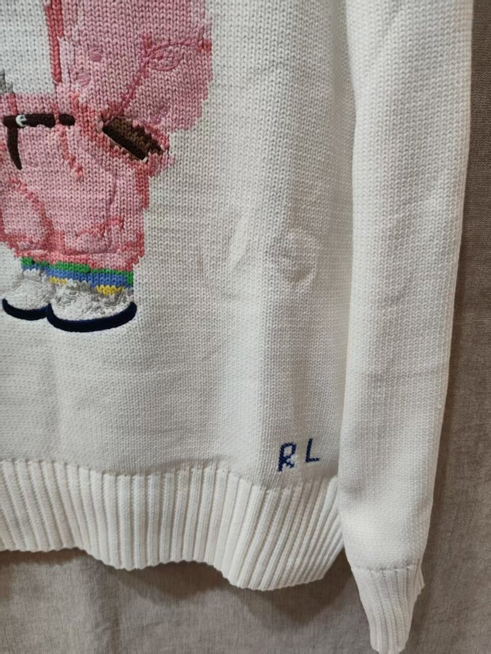 ✨Polo Ralph Lauren 🧸Pink Outfit Bear Crewneck Knit Sweater - Picture 4 of 6